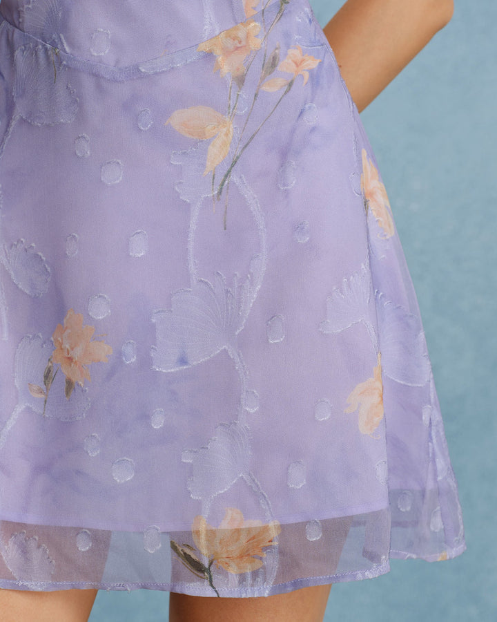 Vestido Mini Slip Jacquard Cruz X Morado