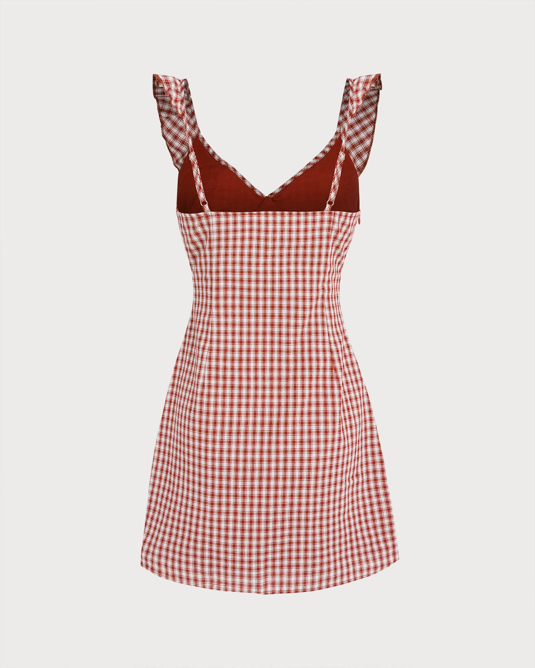 Vestido Mini Deslizante de Cuello en V a Rayas Rojo