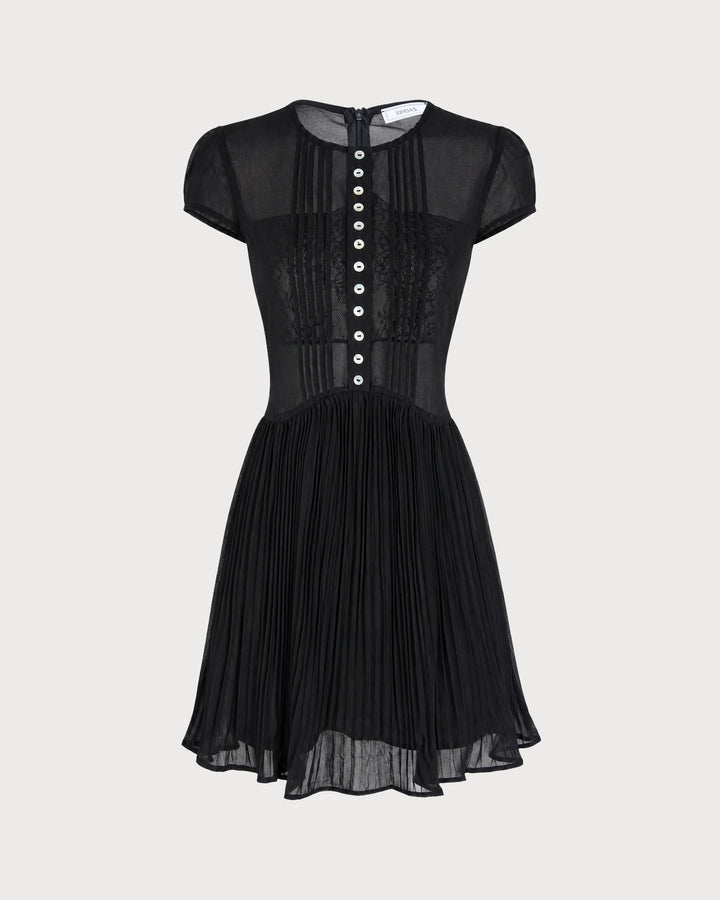 Vestido Mini de Chiffon Negro Transparente