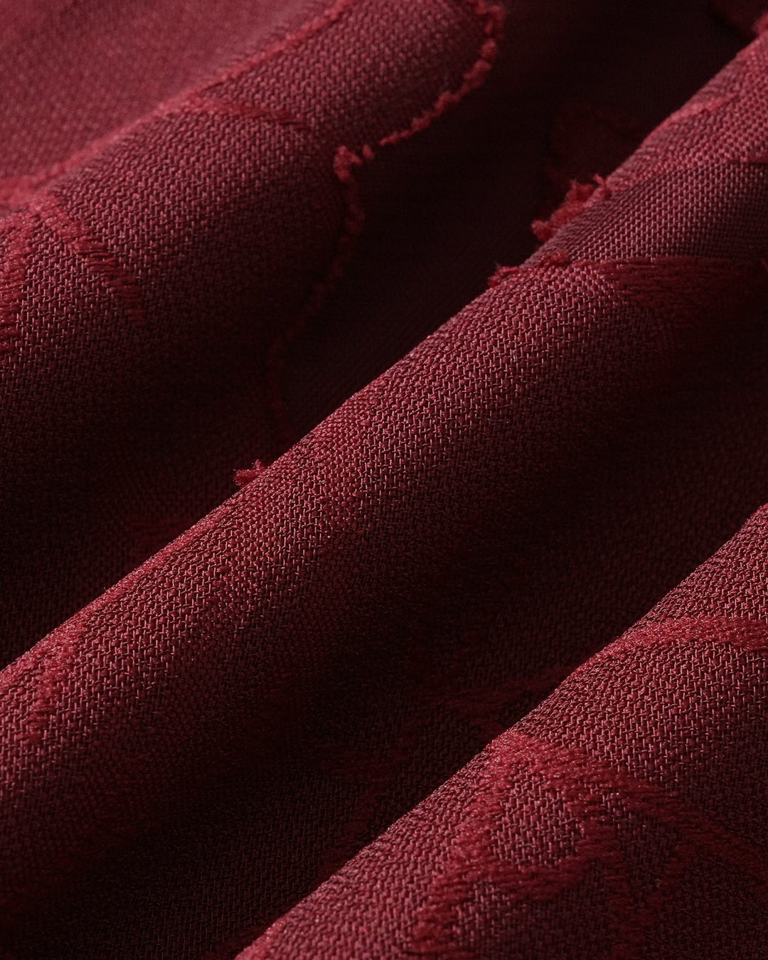 Vestido Mini Jacquard de Cuello Cuadrado Color Rojo Vino