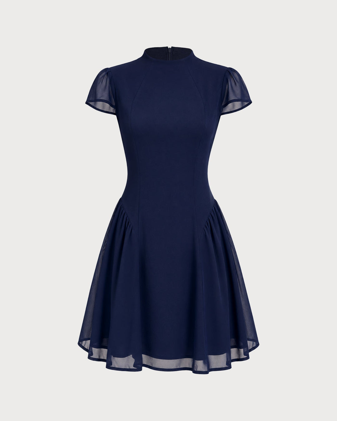 Vestido Mini A-Line Arrugado Azul Tortuga