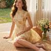 Vestido Mini Floral de Tortuga Amarillo Claro