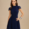 Vestido Mini A-Line Arrugado Azul Tortuga