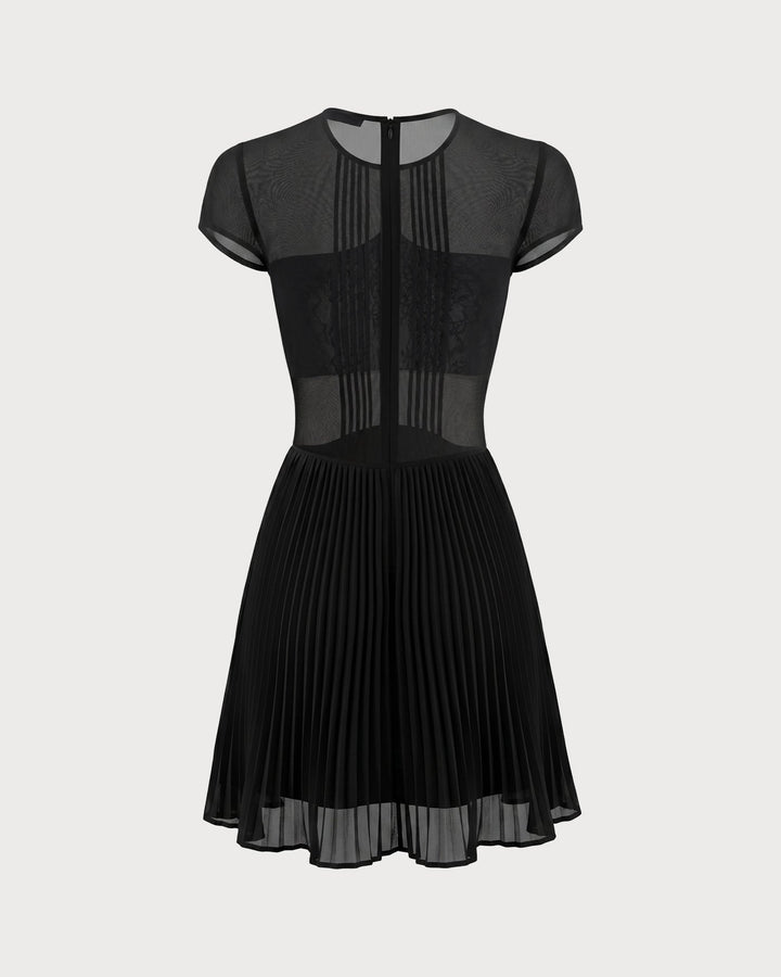 Vestido Mini de Chiffon Negro Transparente