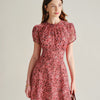 Vestido Mini de Chifón con Volantes Florales en Rosa