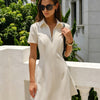 Vestido Mini A-Line con Cuello y Cremallera en Albaricoque