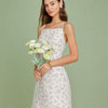 Vestido Mini Slip Floral de Cuello Cuadrado Púrpura