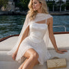 Vestido Mini Slip de Jacquard Blanco