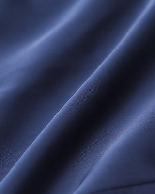 Blusa de Botón de Satén Marino