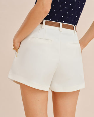 Pantalones Cortos con Cinturón Blanco
