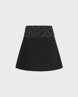 Falda Mini de Splicing con Lunares Negros