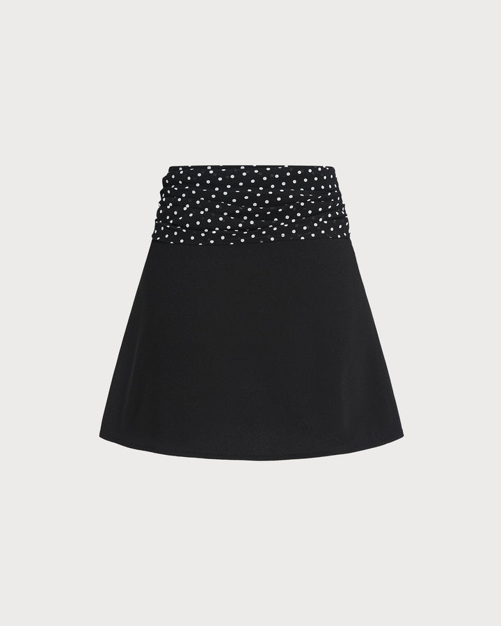 Falda Mini de Splicing con Lunares Negros