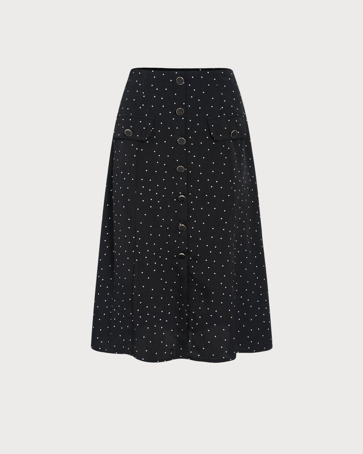 Falda Midi de Lunares Negros