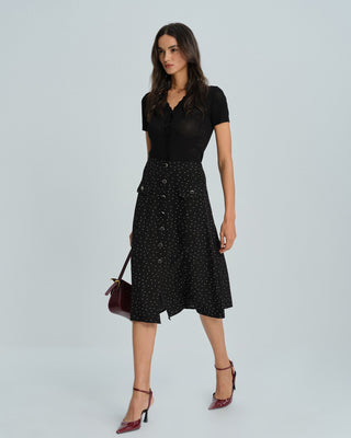Falda Midi de Lunares Negros