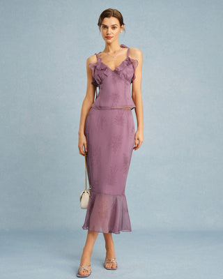 Falda Midi Sirena Floral Morada