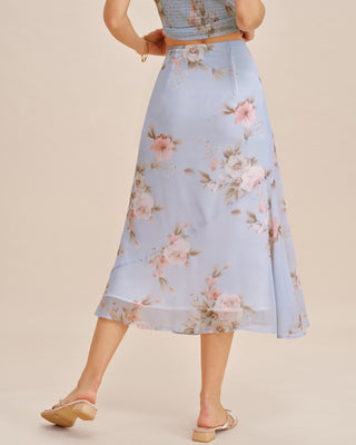 Falda Midi A-Line Floral Lila