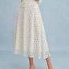 Falda Midi de Chifón Floral Beige