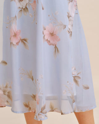 Falda Midi A-Line Floral Lila