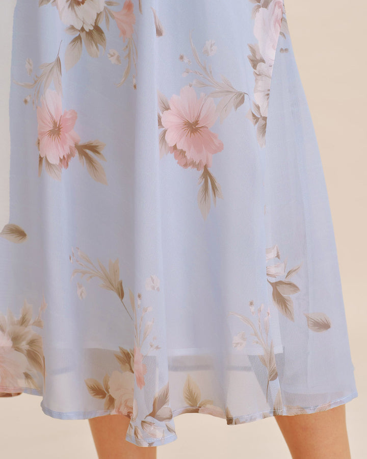 Falda Midi A-Line Floral Lila