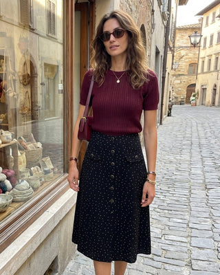 Falda Midi de Lunares Negros