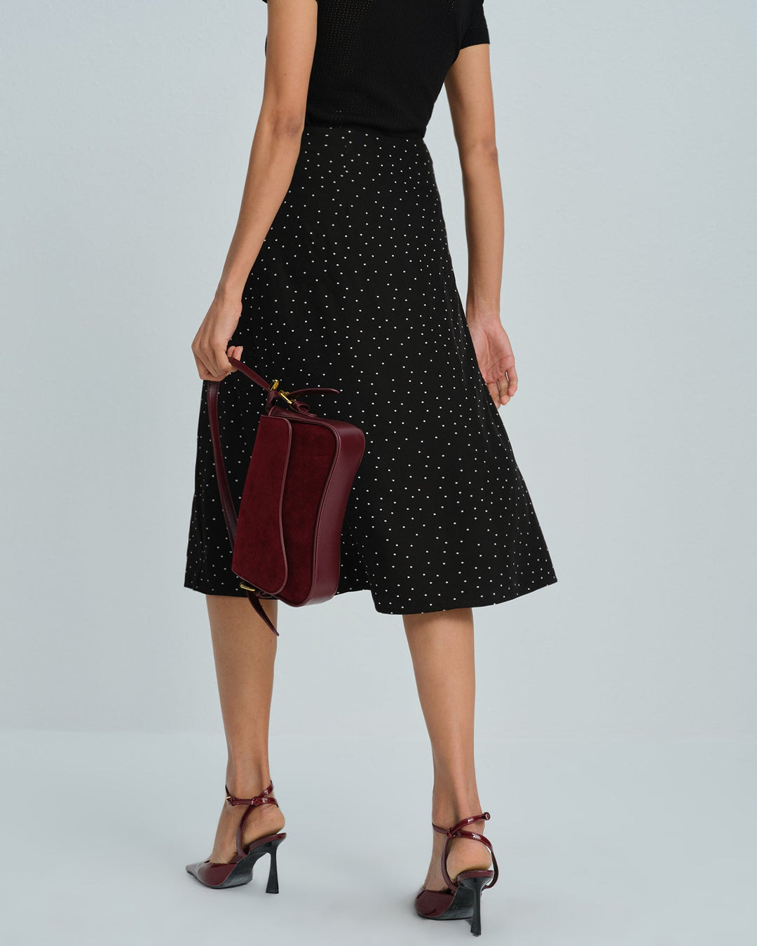 Falda Midi de Lunares Negros