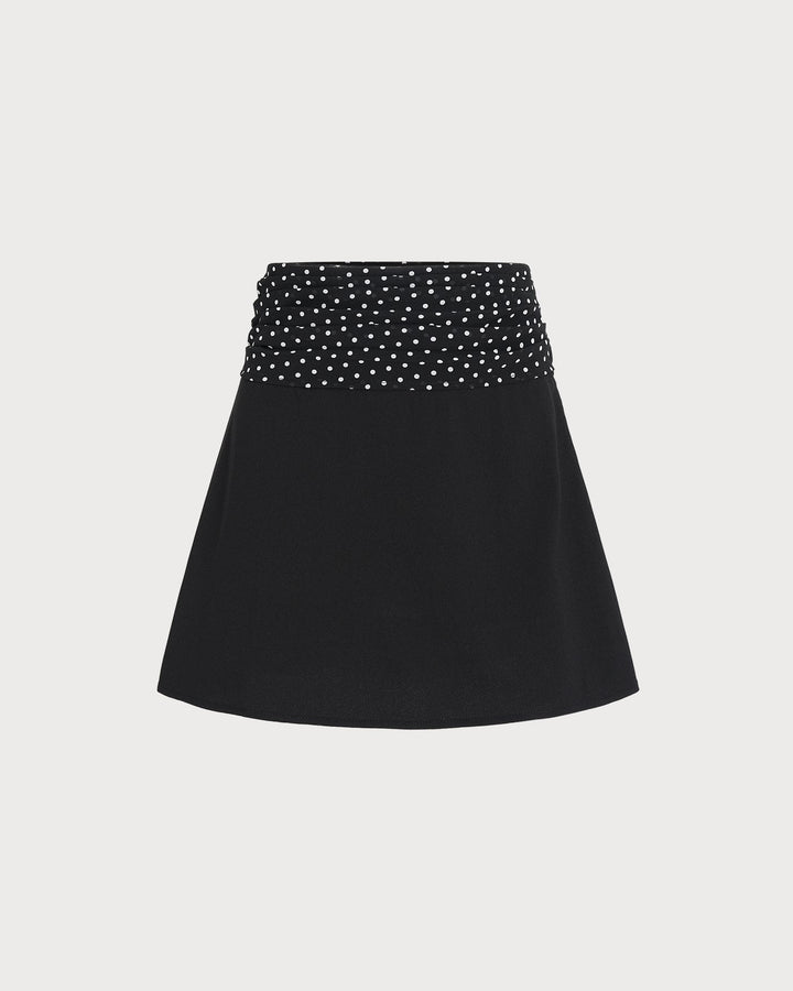Falda Mini de Splicing con Lunares Negros