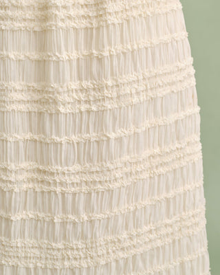 Falda Midi Shirred de Cintura Elástica en Albaricoque