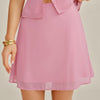 Falda Mini de Chiffon Sólido Rosa