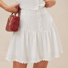 Falda Mini Arrugada con Botón Blanca