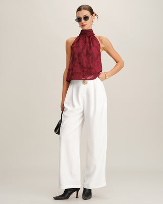 Top Sin Mangas Floral Color Rojo Vino