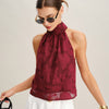 Top Sin Mangas Floral Color Rojo Vino
