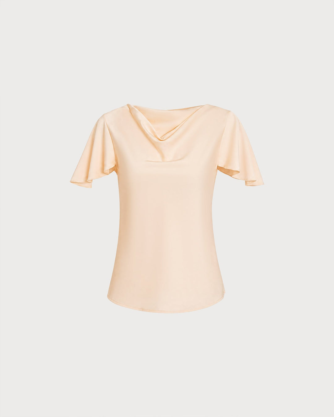 Camiseta de Cuello Cowl con Mangas Mariposa en Albaricoque
