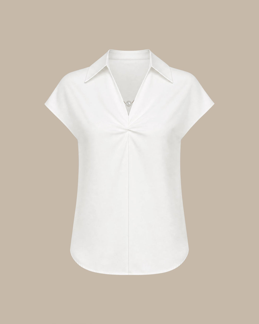 Camiseta de Cuello Sólido Blanco con Hombros Caídos