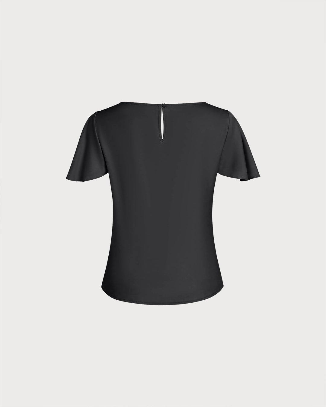 Camiseta Negra con Cuello de Cowl y Mangas de Mariposa
