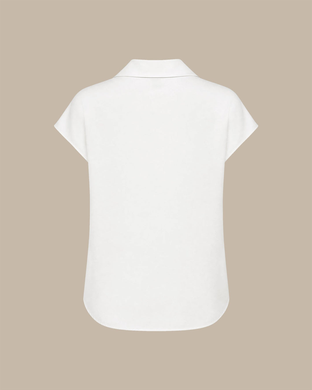 Camiseta de Cuello Sólido Blanco con Hombros Caídos