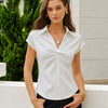 Camiseta de Cuello Sólido Blanco con Hombros Caídos