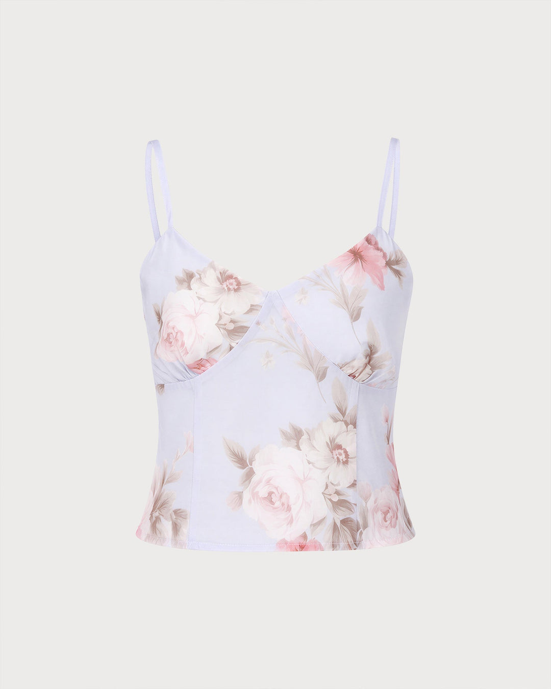 Top sin mangas floral transparente en púrpura claro