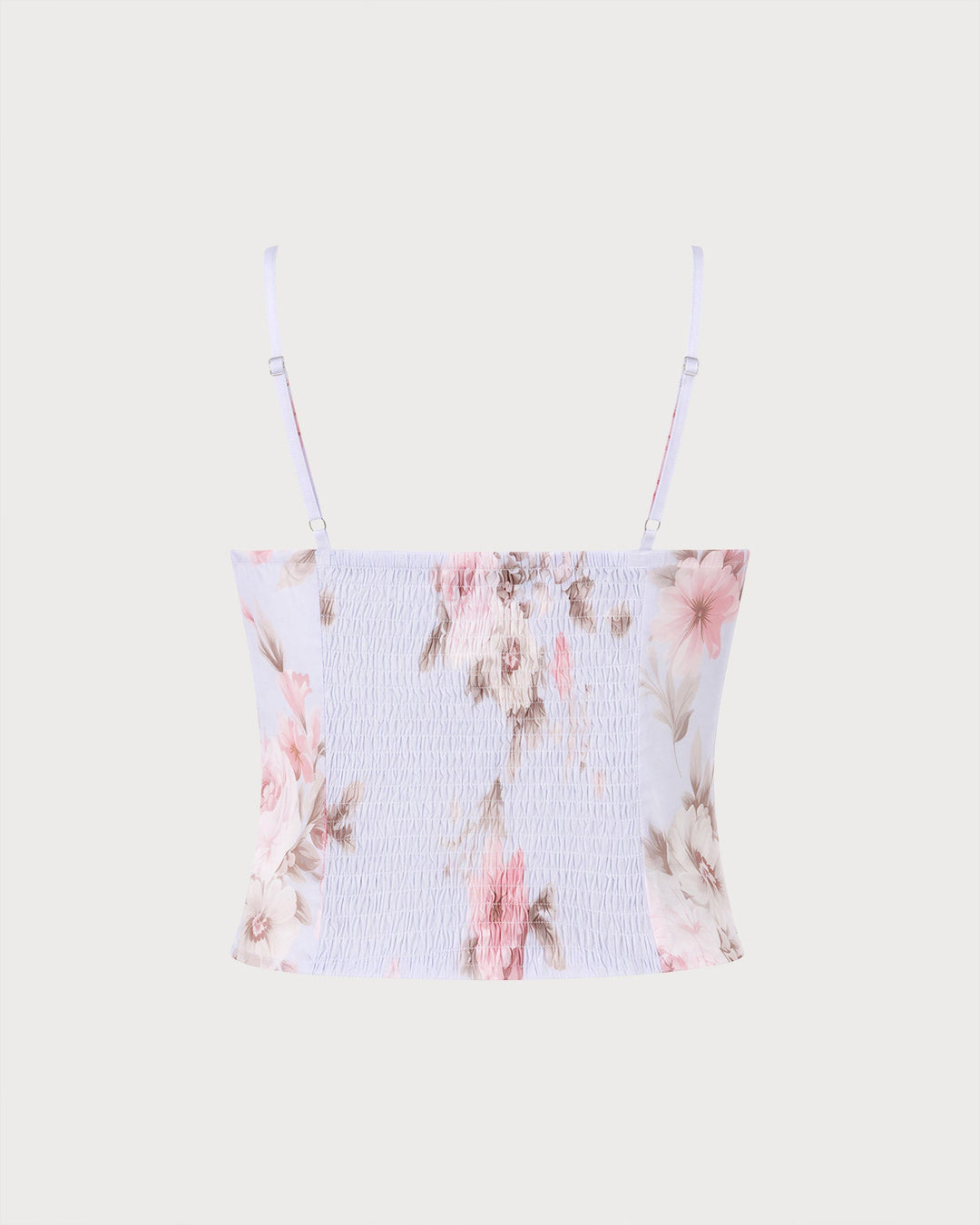 Top sin mangas floral transparente en púrpura claro