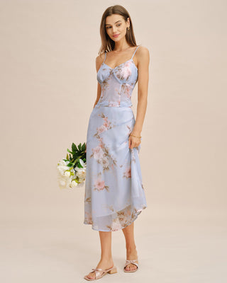 Top sin mangas floral transparente en púrpura claro