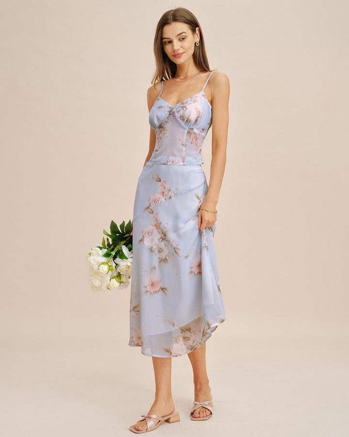 Top sin mangas floral transparente en púrpura claro