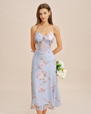 Top sin mangas floral transparente en púrpura claro