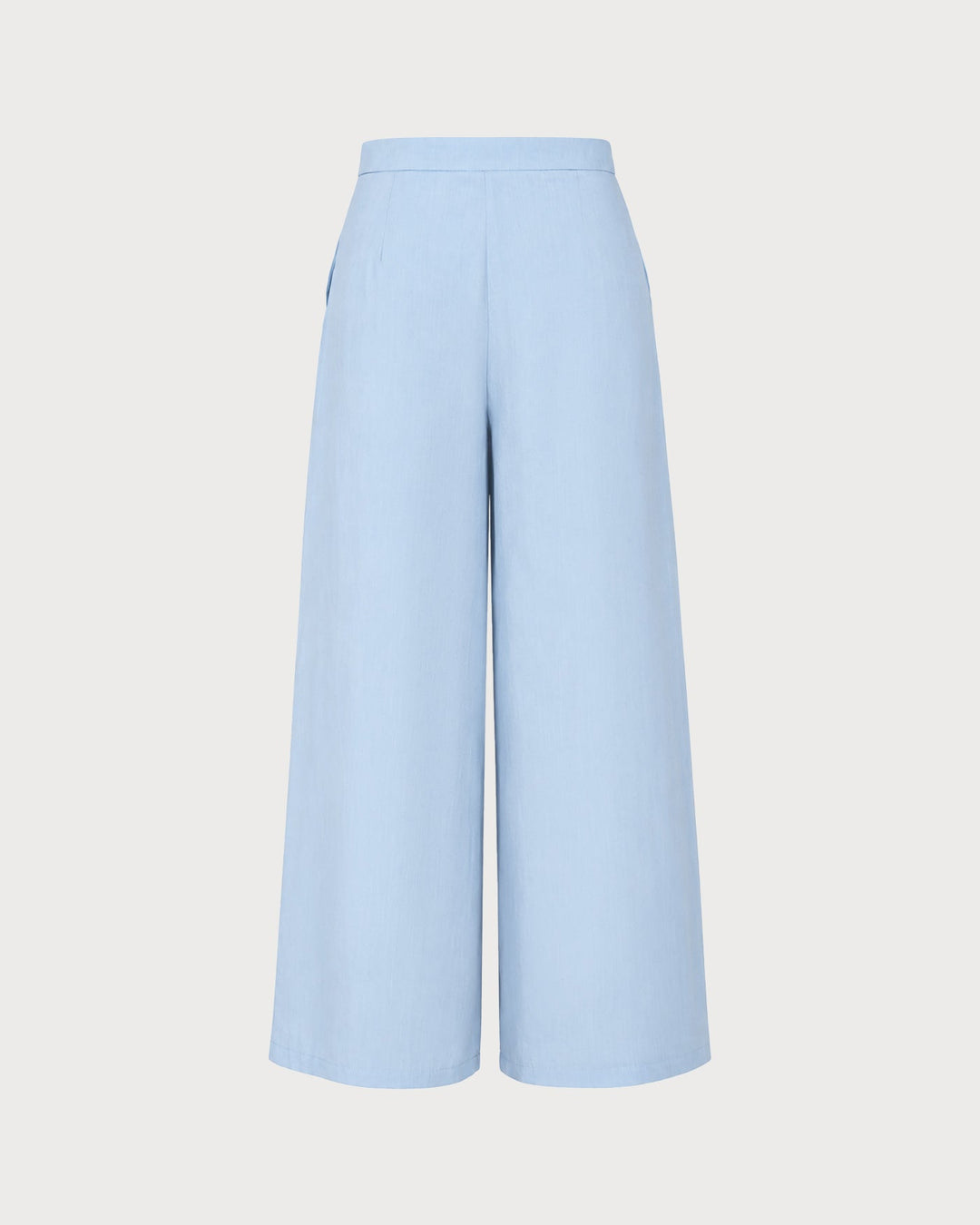 Pantalones Rectos Sólidos Azules con Bolsillos