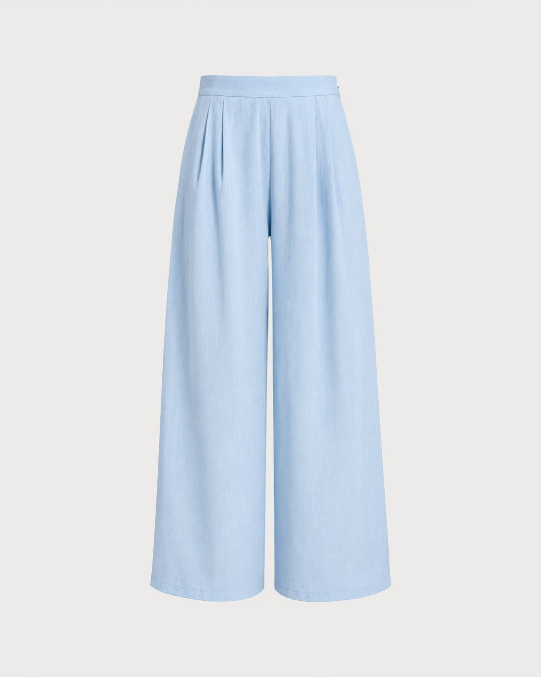 Pantalones Rectos Sólidos Azules con Bolsillos